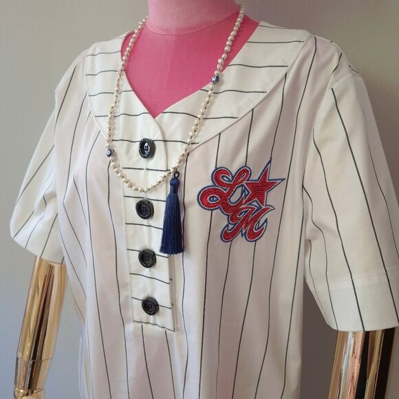 NWT Love Moschino baseball inspired white and black t-shirt box dress, US 6 - Picture 3 of 10